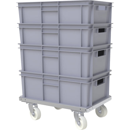 Steel wheeled base, LxW 600 x 400 mm, polypropylene wheels.