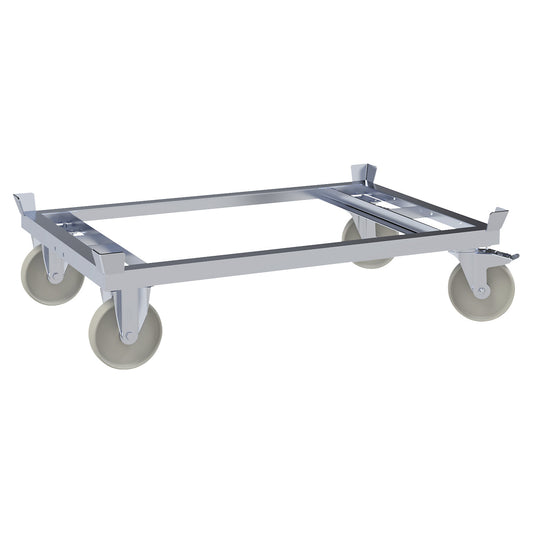 Pallet dolly, LxW 1200 x 800 mm, max. load 1200 kg, nylon wheels.