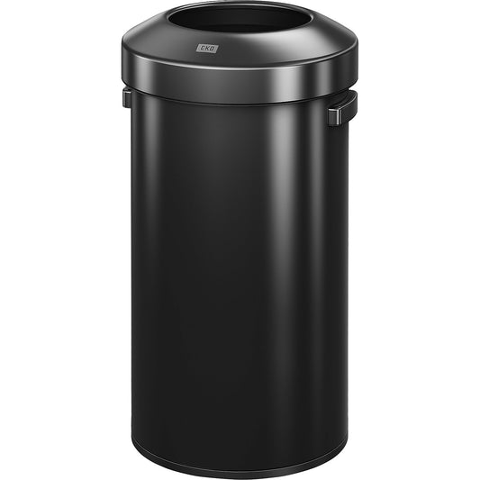 Stainless steel waste collector, open slot, in a black stainless steel finish, capacity 90 l, HxØ 752 x 448 mm.