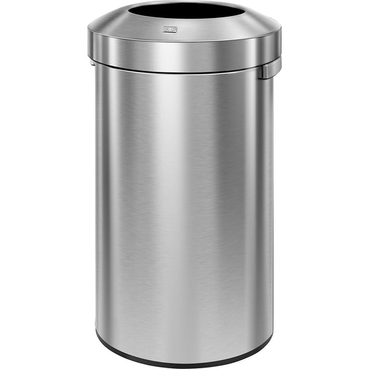 Stainless steel waste collector, open slot, made of brushed stainless steel, capacity 120 l, HxØ 825 x 484 mm.