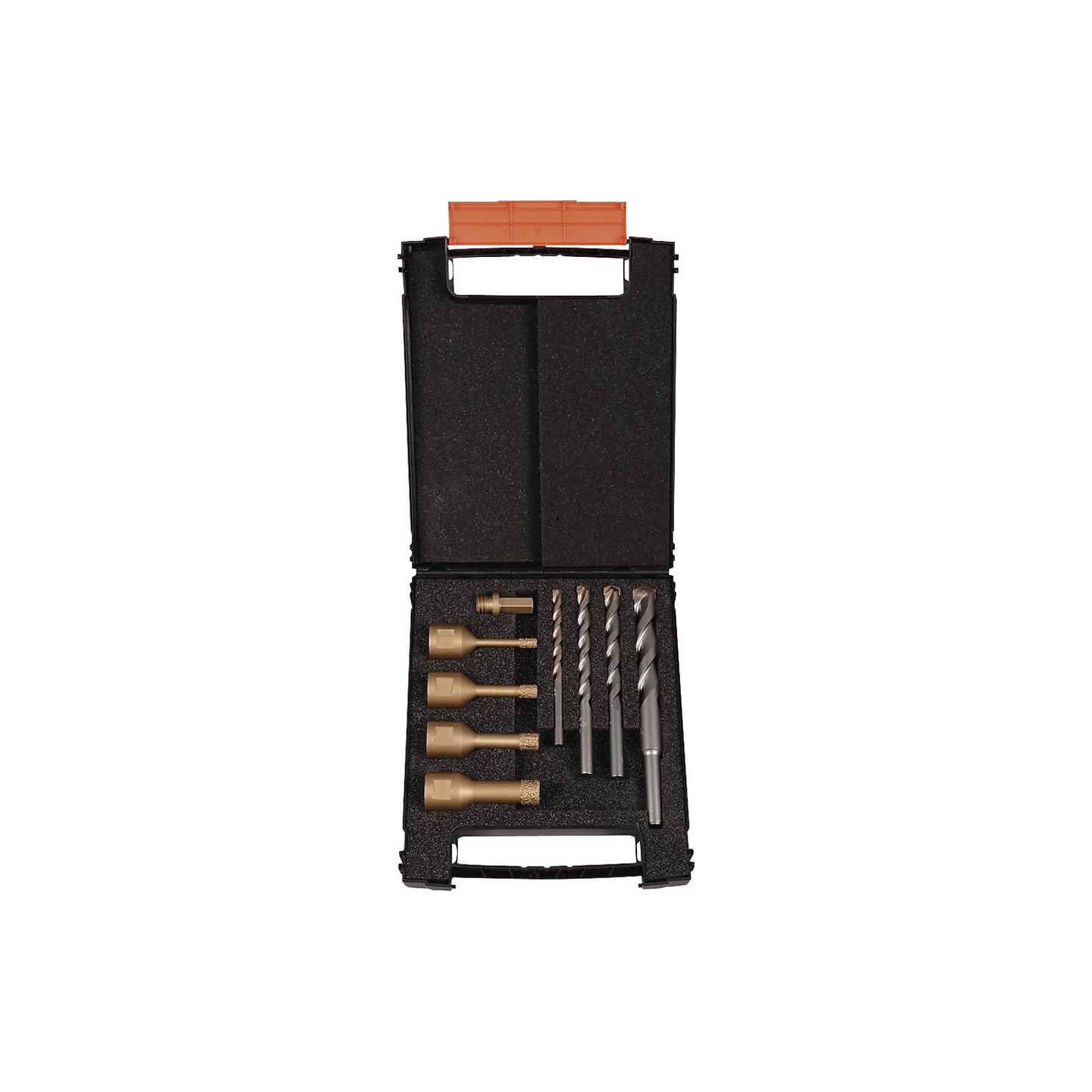 Diamond dry drill bit set M14, shank and concrete drills, 9 parts.
