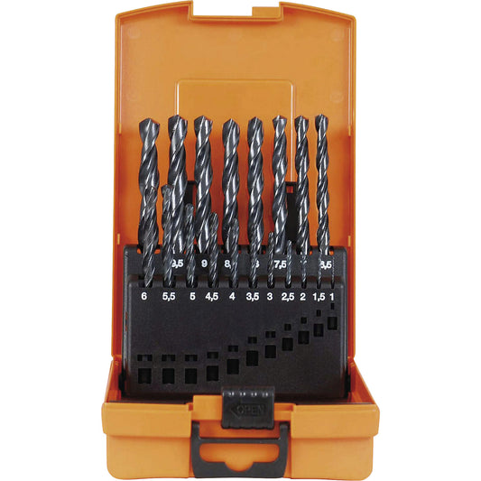 ECO HSS-R twist drill set, in plastic cassette, 19 parts.