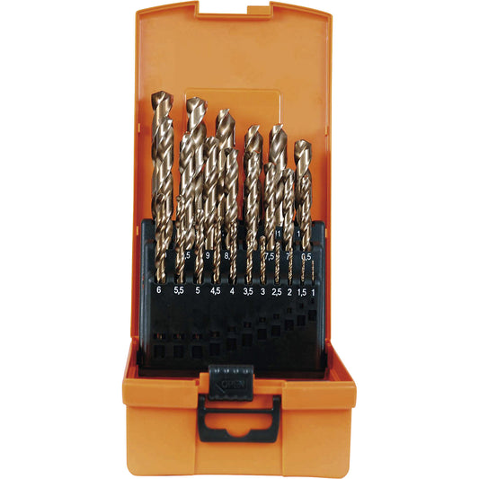 ECO HSS-Co 5% twist drill set, in plastic cassette, 25 parts.