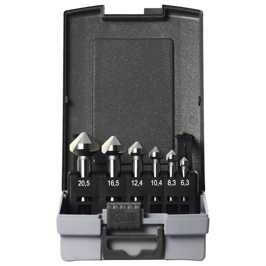 Countersink set ECO HSS-Co 5%, in plastic cassette, 6 parts.