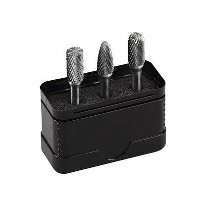HM milling burr set, in a plastic pack, 3 parts.