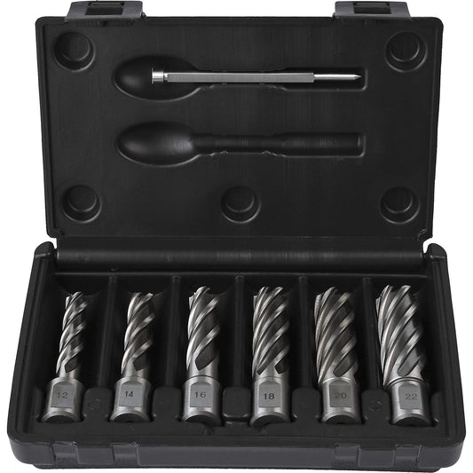 WELDON Core Drill Bit Set HSS-Co 5%, made of high-speed steel, 7 pieces, 55 mm.