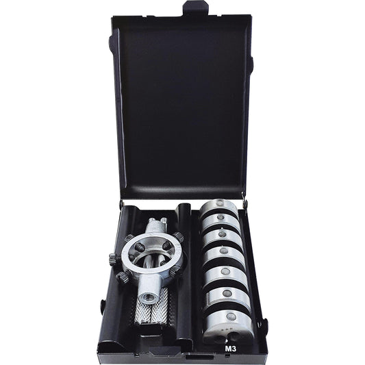 HSS-g die set with die holder, in a metal cassette, 8 parts.