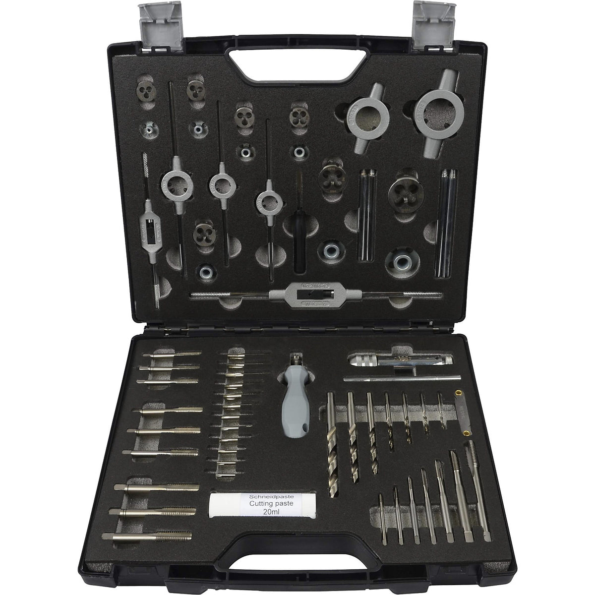 HSS-g thread cutter set, in plastic case, 61 parts.