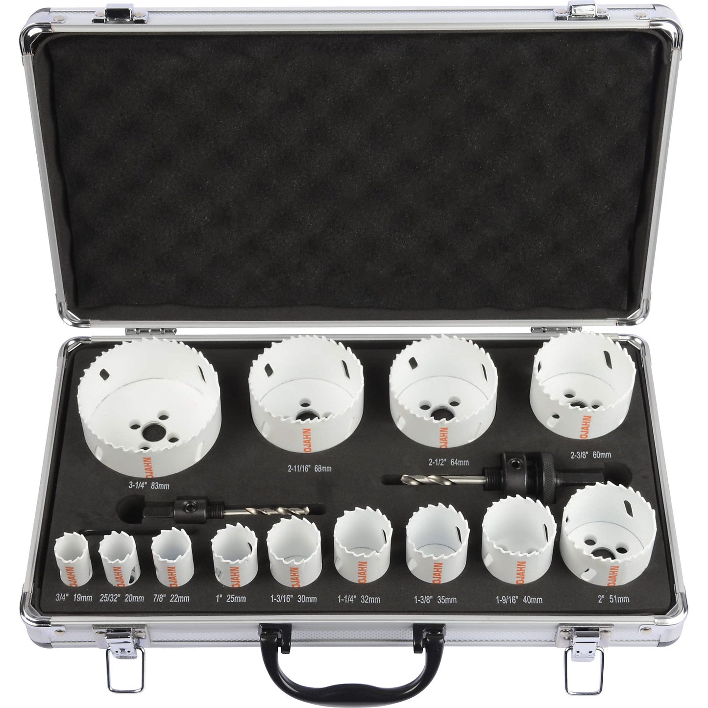 Bi-metal hole saw set, Ø 19 - 83 mm, 18 parts.