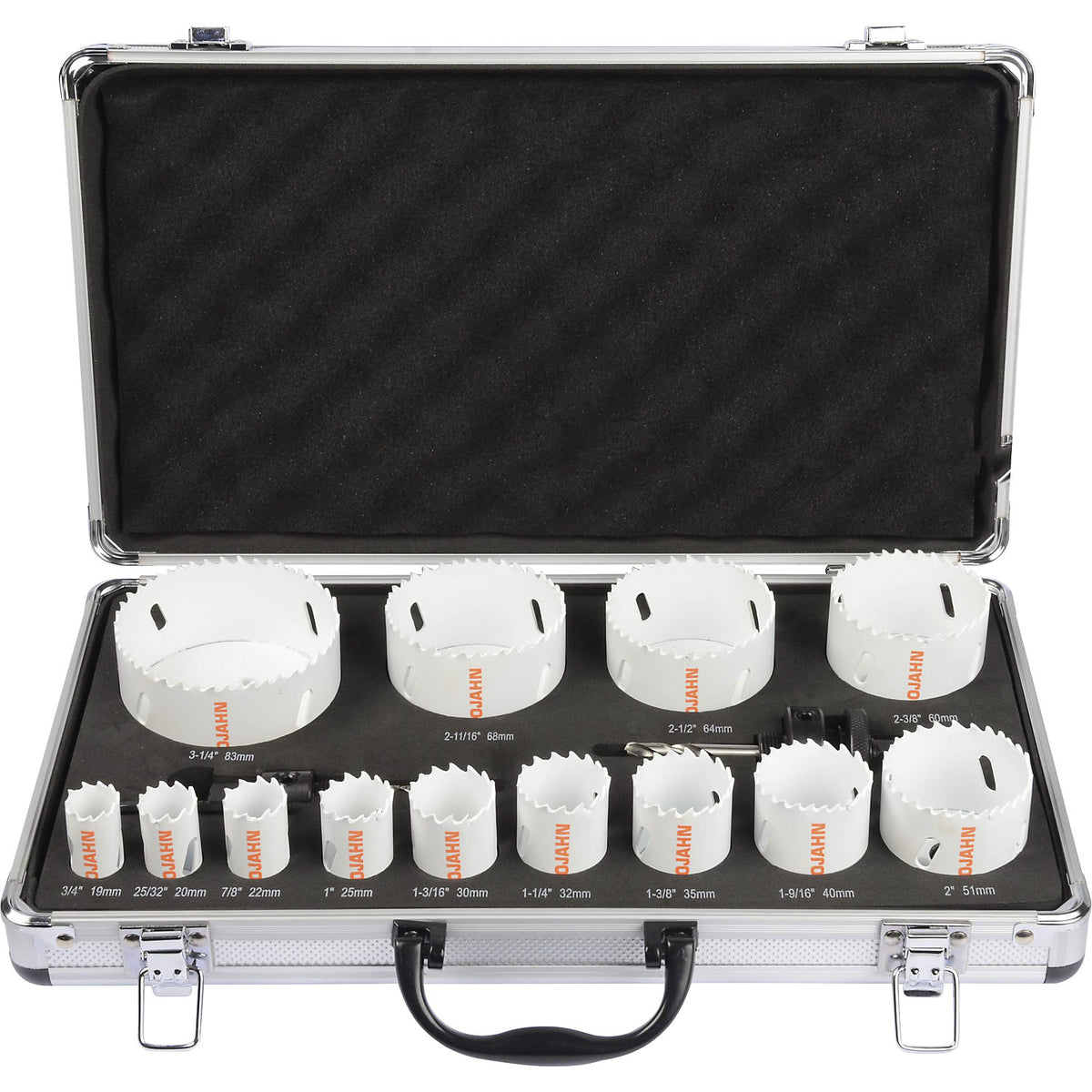 Bi-metal hole saw set, Ø 19 - 83 mm, 18 parts.