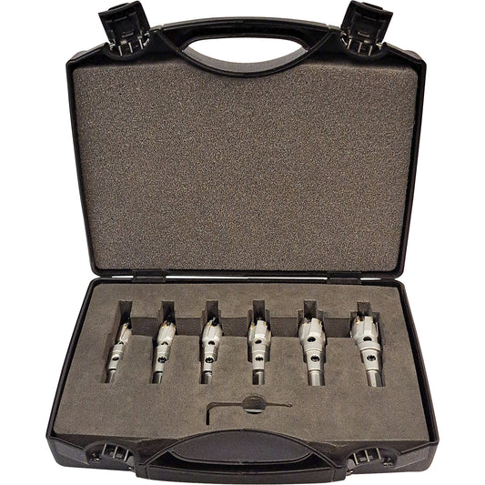 TCT metal hole saw set, incl. twist drill, springs, key wrench, 18 parts.