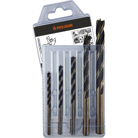 Wood drill bit set, with 3 blades, 5 parts.