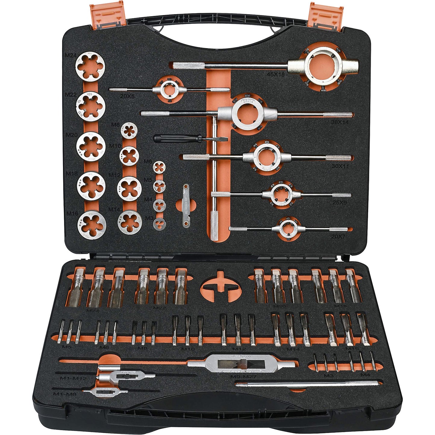 HSS-g thread cutting tool set, m3 - M24, 63 parts.