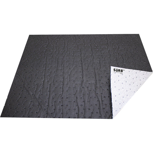 Oil absorbent sheeting OM Oil Mat, in a cardboard box, pack of 50 sheets, LxW 500 x 400 mm.