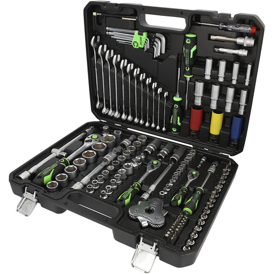 1/4'' + 3/8'' + 1/2'' socket set Competition, 132 parts, chrome-plated.