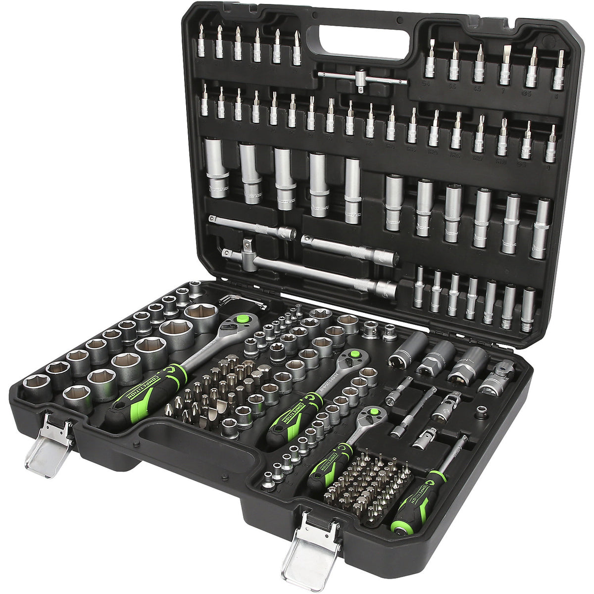 1/4'' + 3/8'' + 1/2'' socket set Competition, 191 parts, chrome-plated.
