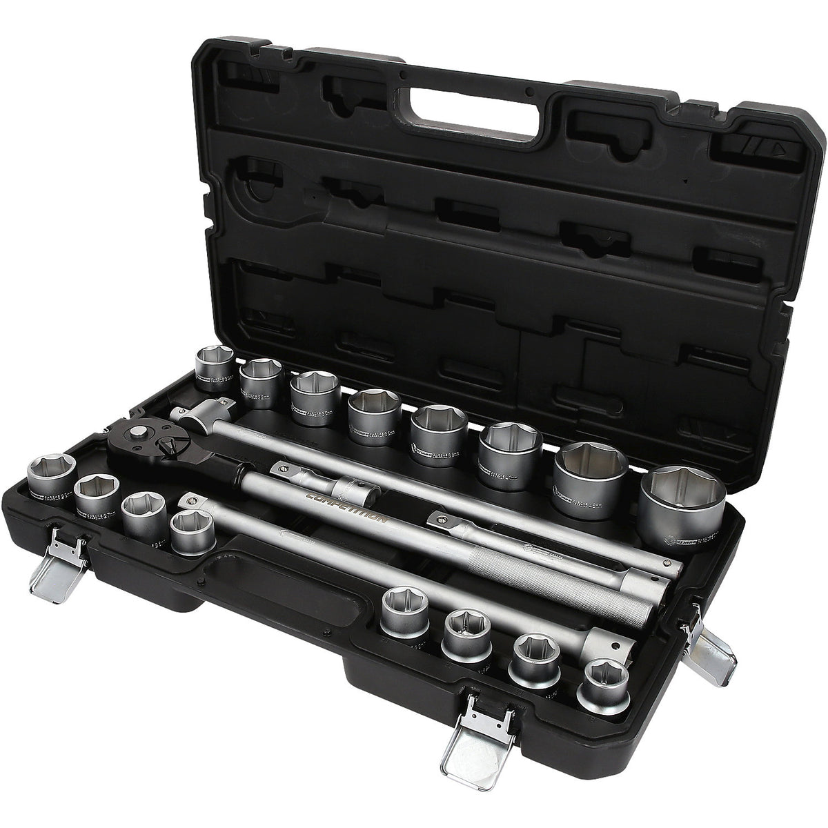 3/4'' socket set Competition, 21 parts, chrome-plated.