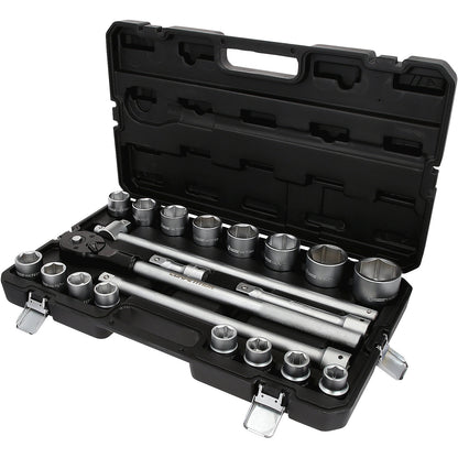3/4'' socket set Competition, 21 parts, chrome-plated.