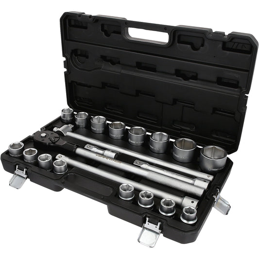 3/4'' socket set Competition, 21 parts, chrome-plated.