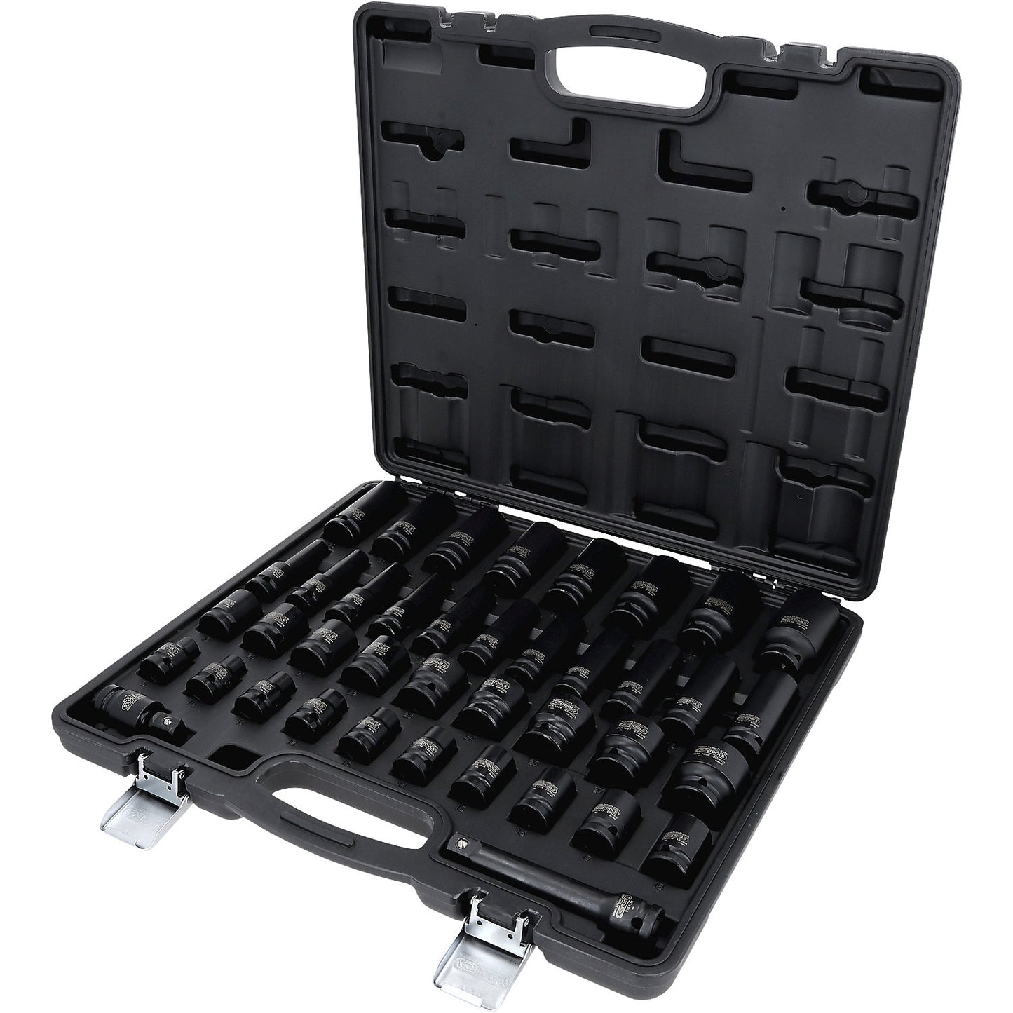 1/2'' hexagon impact socket set, 40 parts, chrome-molybdenum steel.