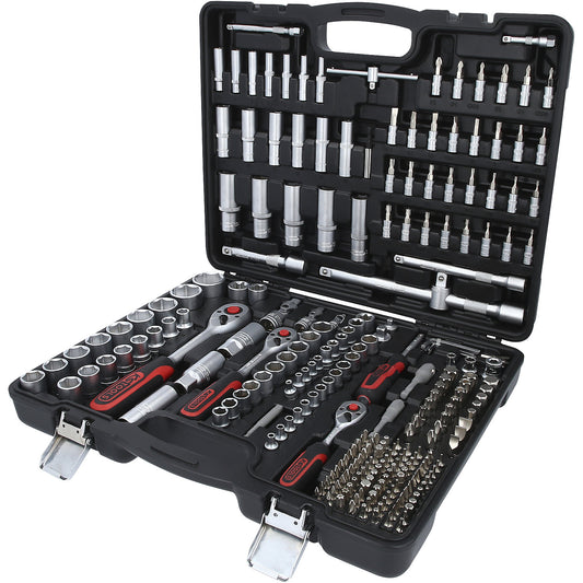 1/4'' + 3/8'' + 1/2'' socket set, 255 parts, chrome-plated.