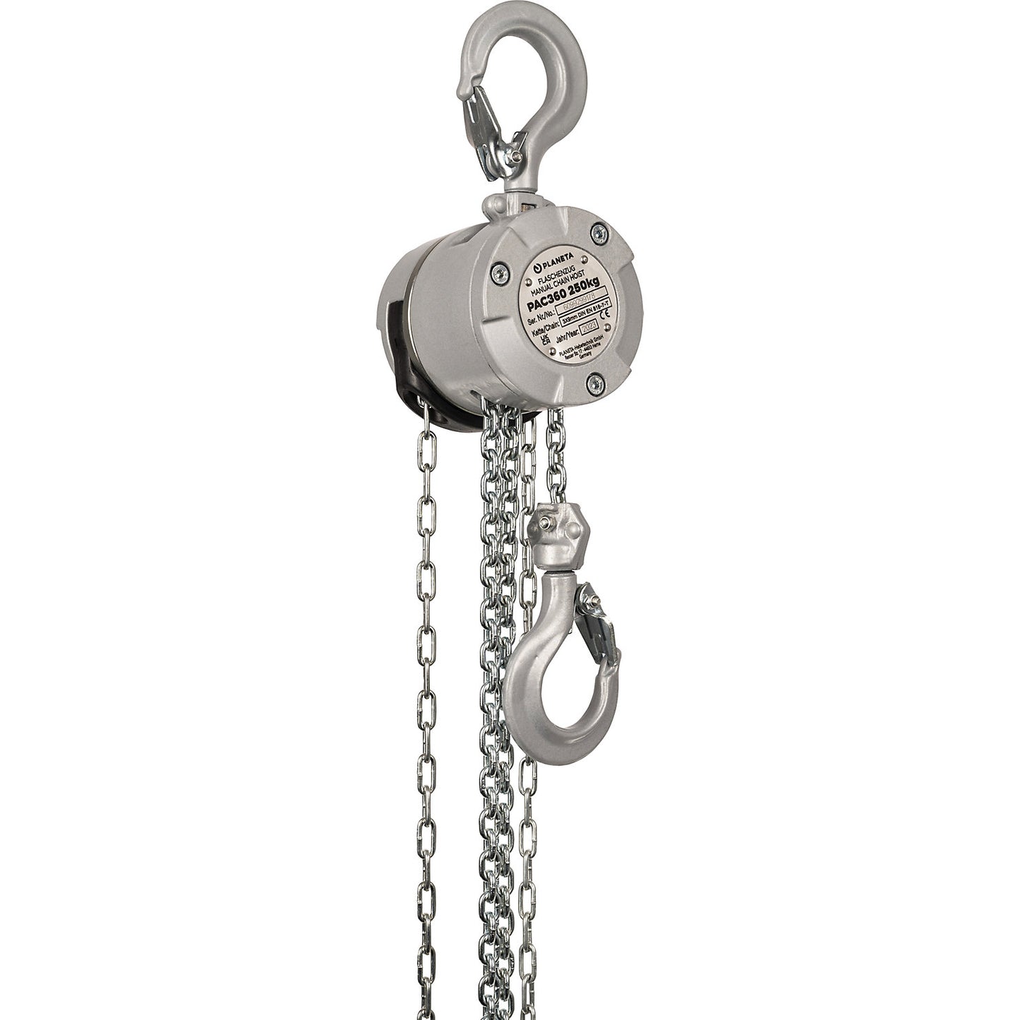 Mini aluminium block and tackle, max. load 250 kg, lifting 10 m.