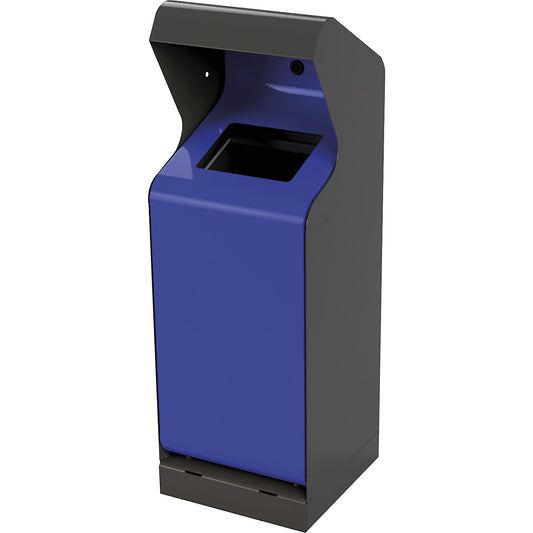Outdoor waste bin, capacity 50 l, iron glimmer/gentian blue.