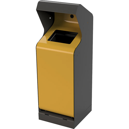 Outdoor waste bin, capacity 50 l, iron glimmer/signal yellow.