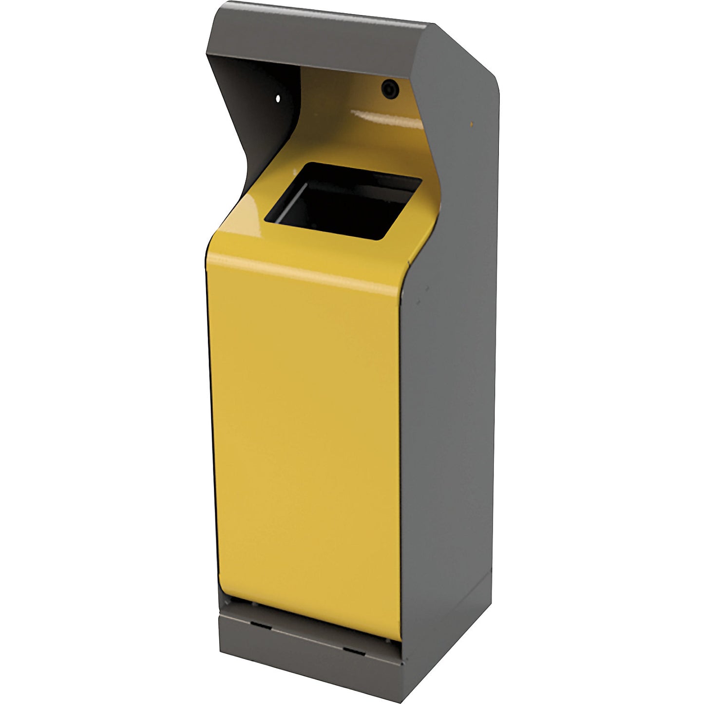 Outdoor waste bin, capacity 70 l, iron glimmer/signal yellow.