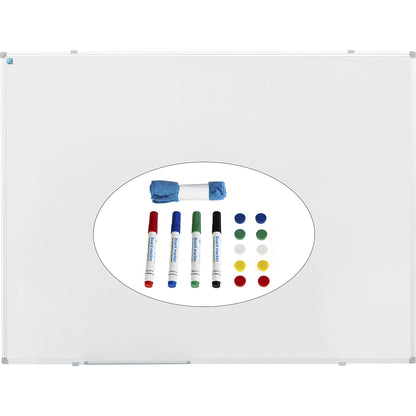 Economy whiteboard set incl. accessories, steel, painted, WxH 2000 x 1000 mm.