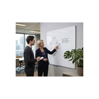 Economy whiteboard set incl. accessories, steel, enamelled, WxH 1800 x 1200 mm.