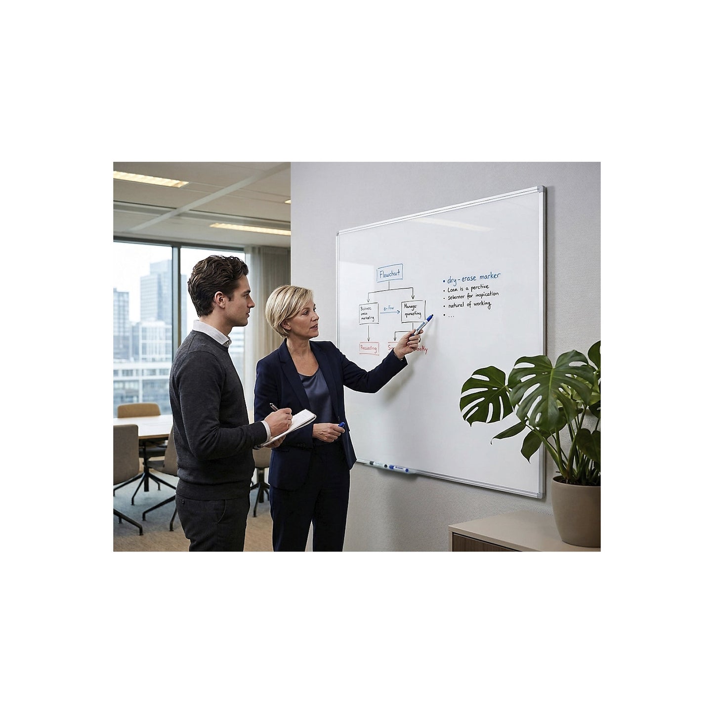 Economy whiteboard set incl. accessories, steel, painted, WxH 3000 x 1200 mm.