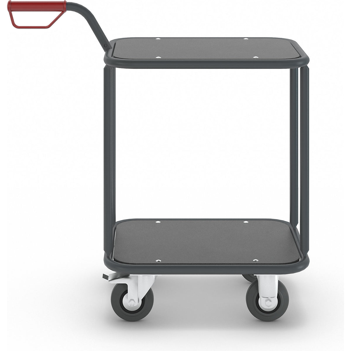 Three wheeler, max. load 200 kg, 2 shelves, LxW 600 x 450 mm, charcoal.