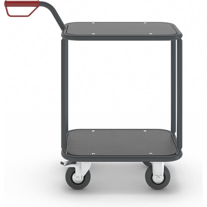 Three wheeler, max. load 200 kg, 2 shelves, LxW 600 x 450 mm, charcoal.