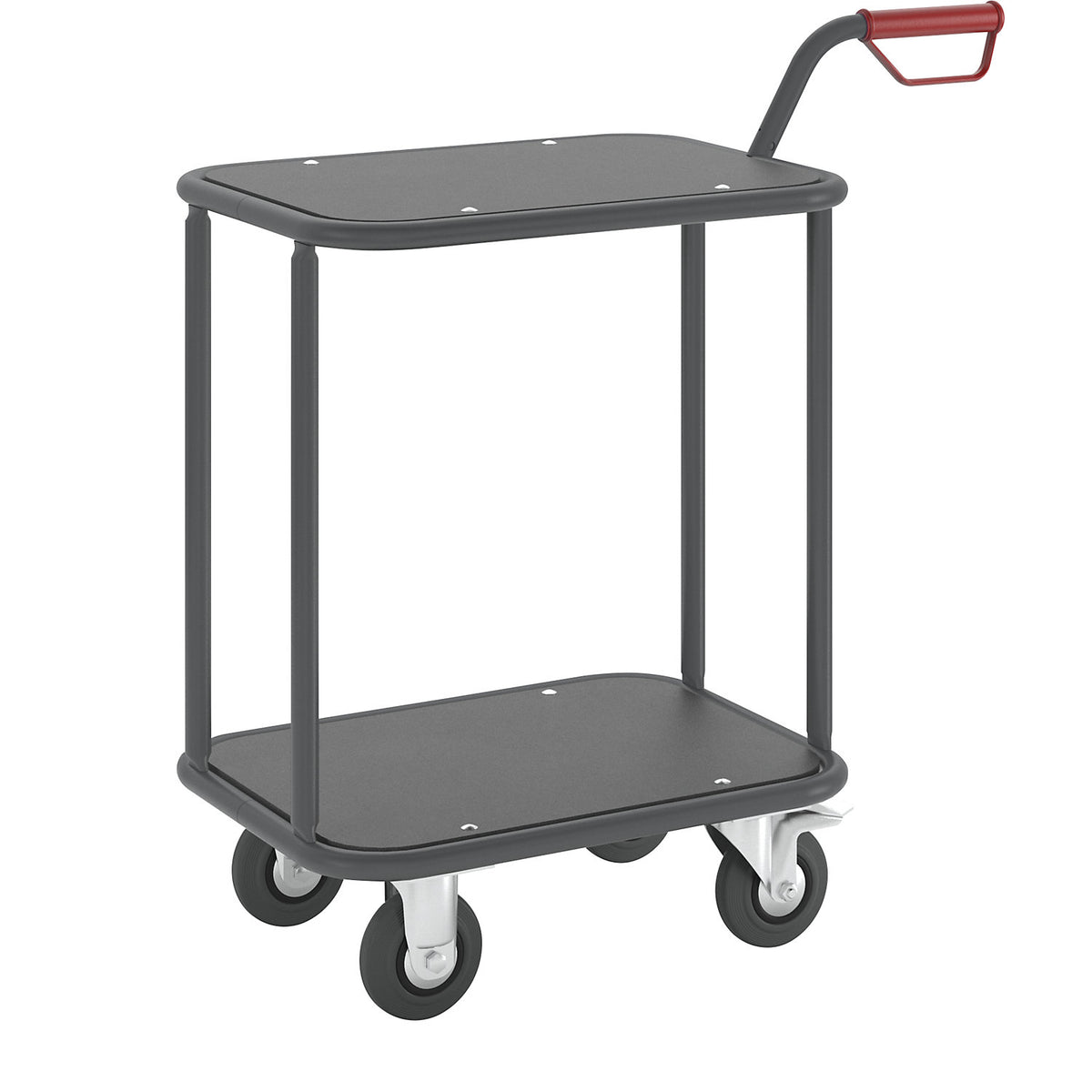 Three wheeler, max. load 200 kg, 2 shelves, LxW 600 x 450 mm, charcoal.