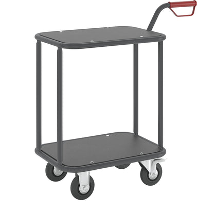 Three wheeler, max. load 200 kg, 2 shelves, LxW 600 x 450 mm, charcoal.