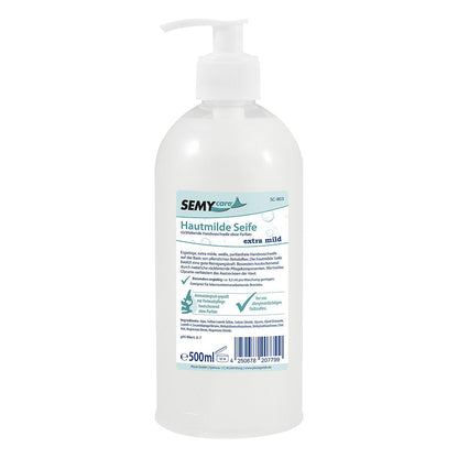 Cream soap in pump dispenser, pack of 15 x 500 ml, white.