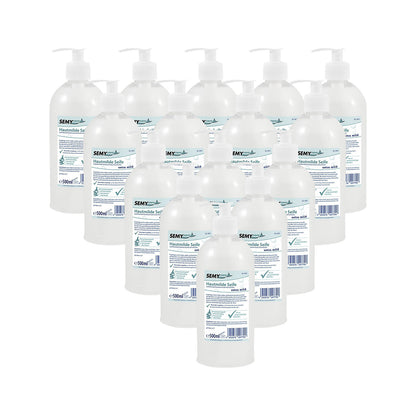 Cream soap in pump dispenser, pack of 15 x 500 ml, white.