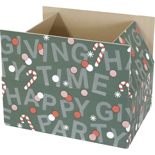 Party Time gift box, internal LxWxH 390 x 290 x 150 mm, pack of 10, green.