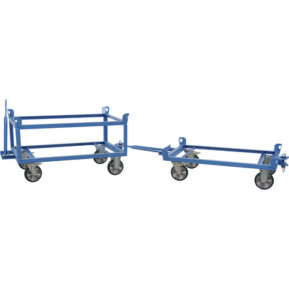 Chassis with drawbar and coupling, max. load 1200 kg, platform height 650 mm.