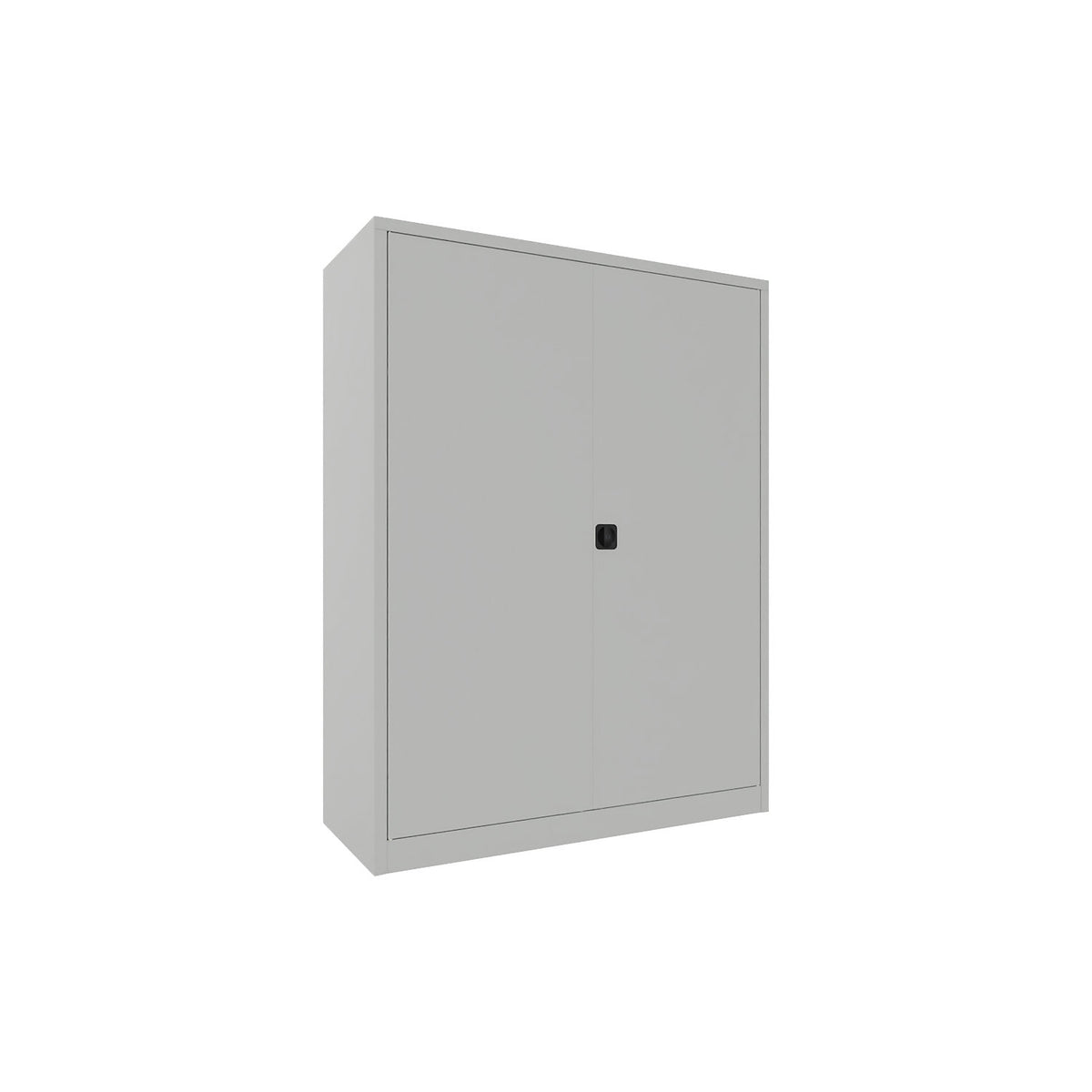 Steel cupboard with hinged doors, 4 shelves, width 1500 mm, HxWxD 1950 x 1500 x 600 mm, light grey.