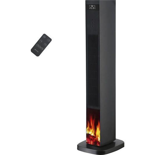 BE COOL design tower fan heater with fireplace effect, 2200 W, LxWxH 270 x 210 x 820 mm.