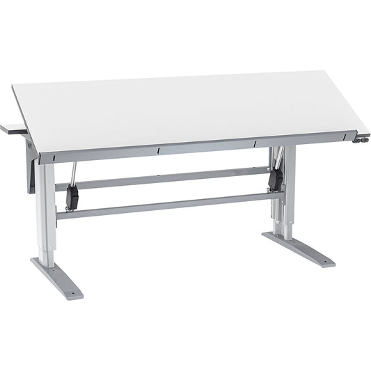 Electric work table with tilting tabletop, electrically height adjustable, worktop WxD 1800 x 800 mm.