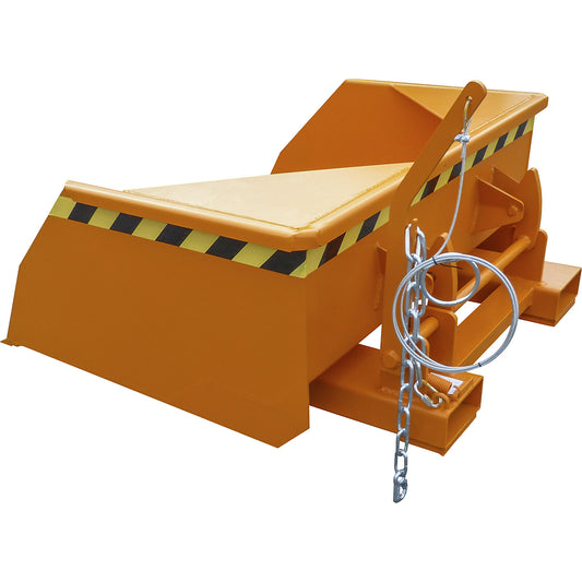 BSM stacker bucket, mechanical with opening for fork tips, capacity 0.5 m³, yellow orange RAL 2000.