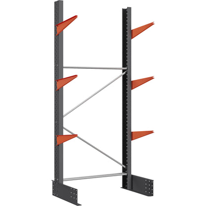 Light cantilever racking unit, single-sided, HxW 2500 x 500 mm, upright spacing 1500 mm, standard shelf unit.