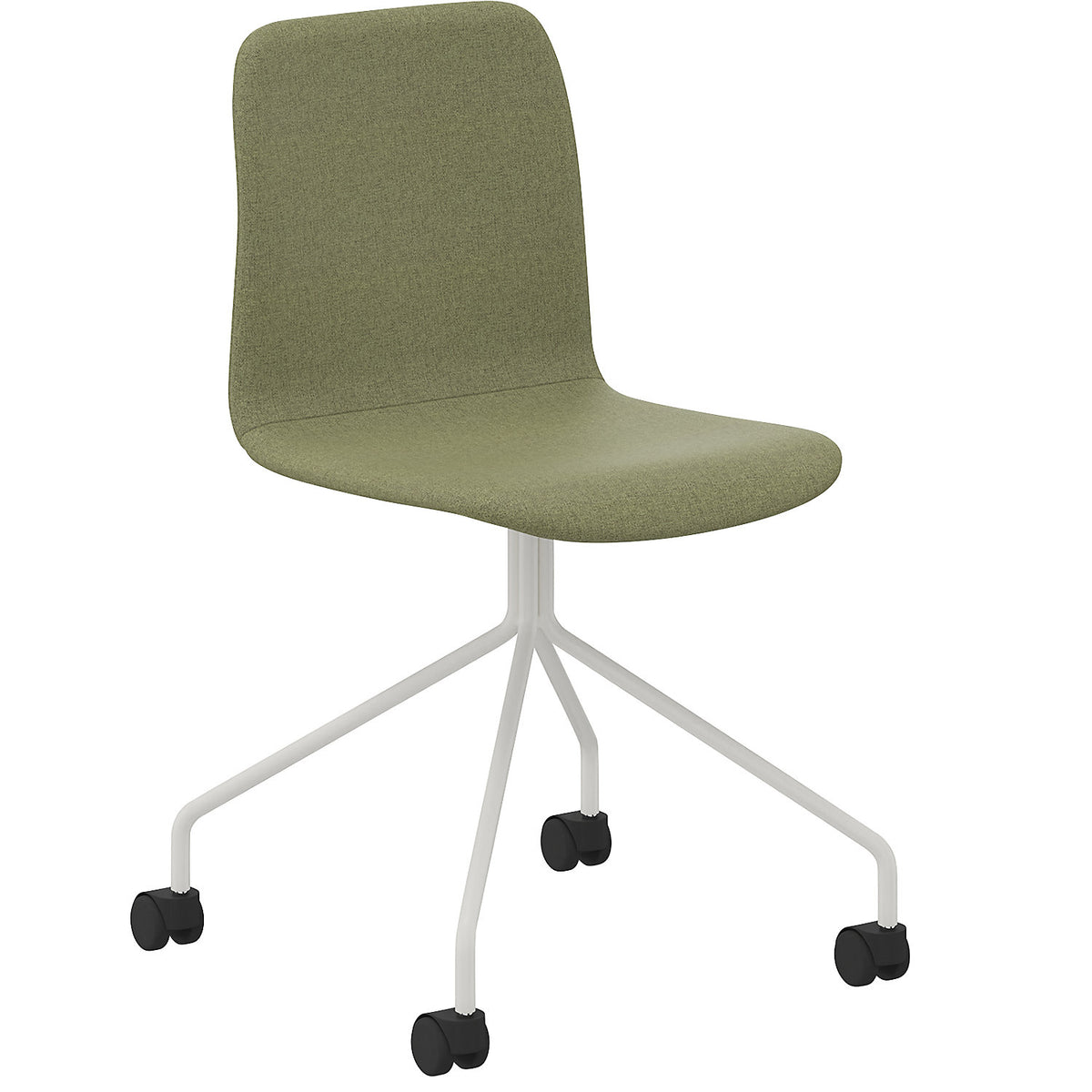 Chair Tobi, star base with castors, pack of 4, white, green, without arm rests.