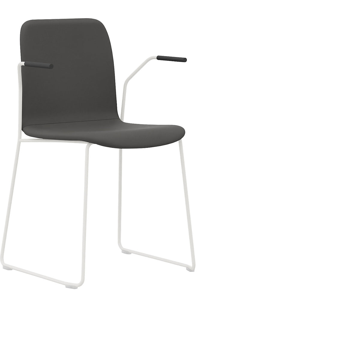 Chair Tobi, with sled base, pack of 4, white, charcoal, with arm rests.