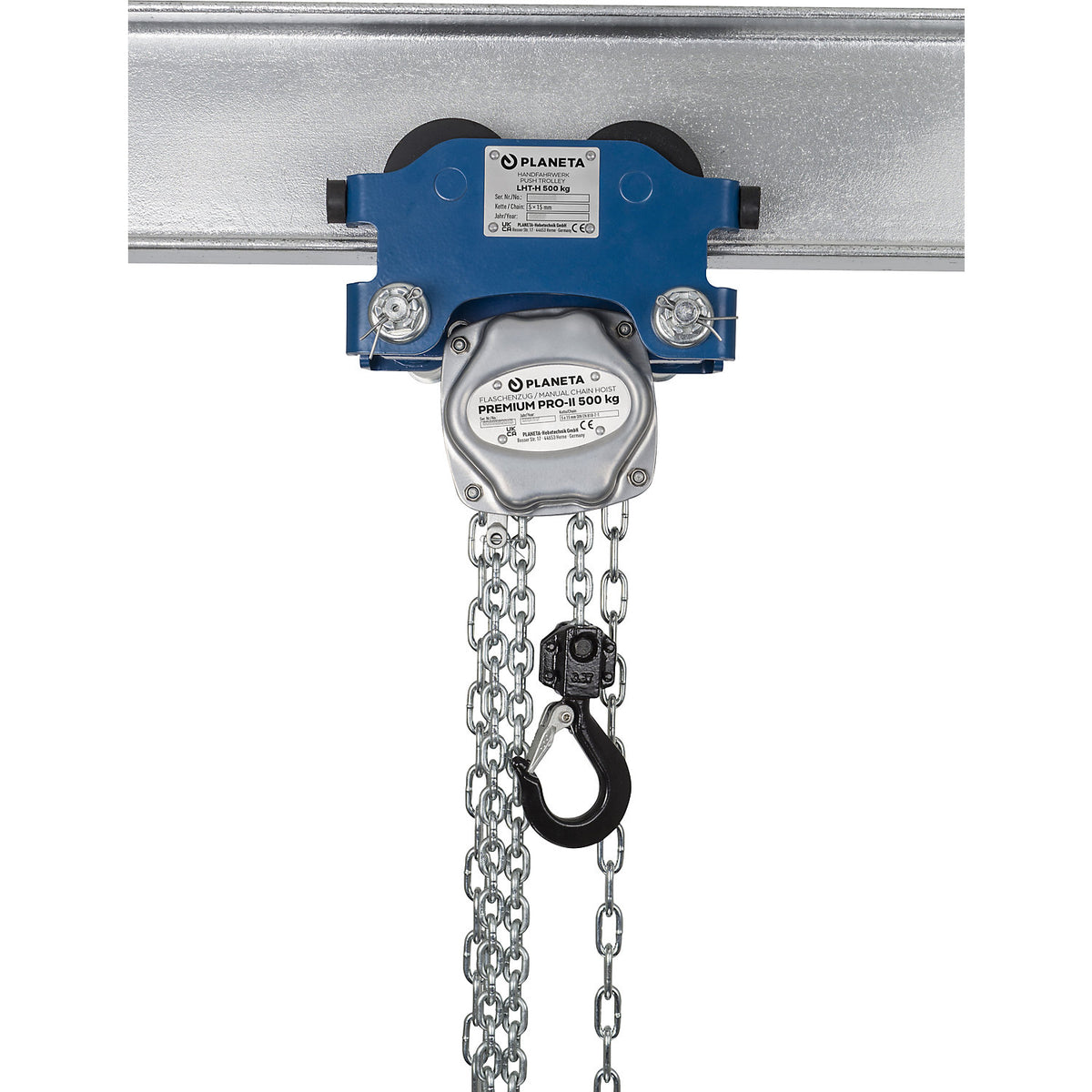 Short combination trolley LHT-H, steel, max. load 1500 kg, gripping range 88 - 203 mm.