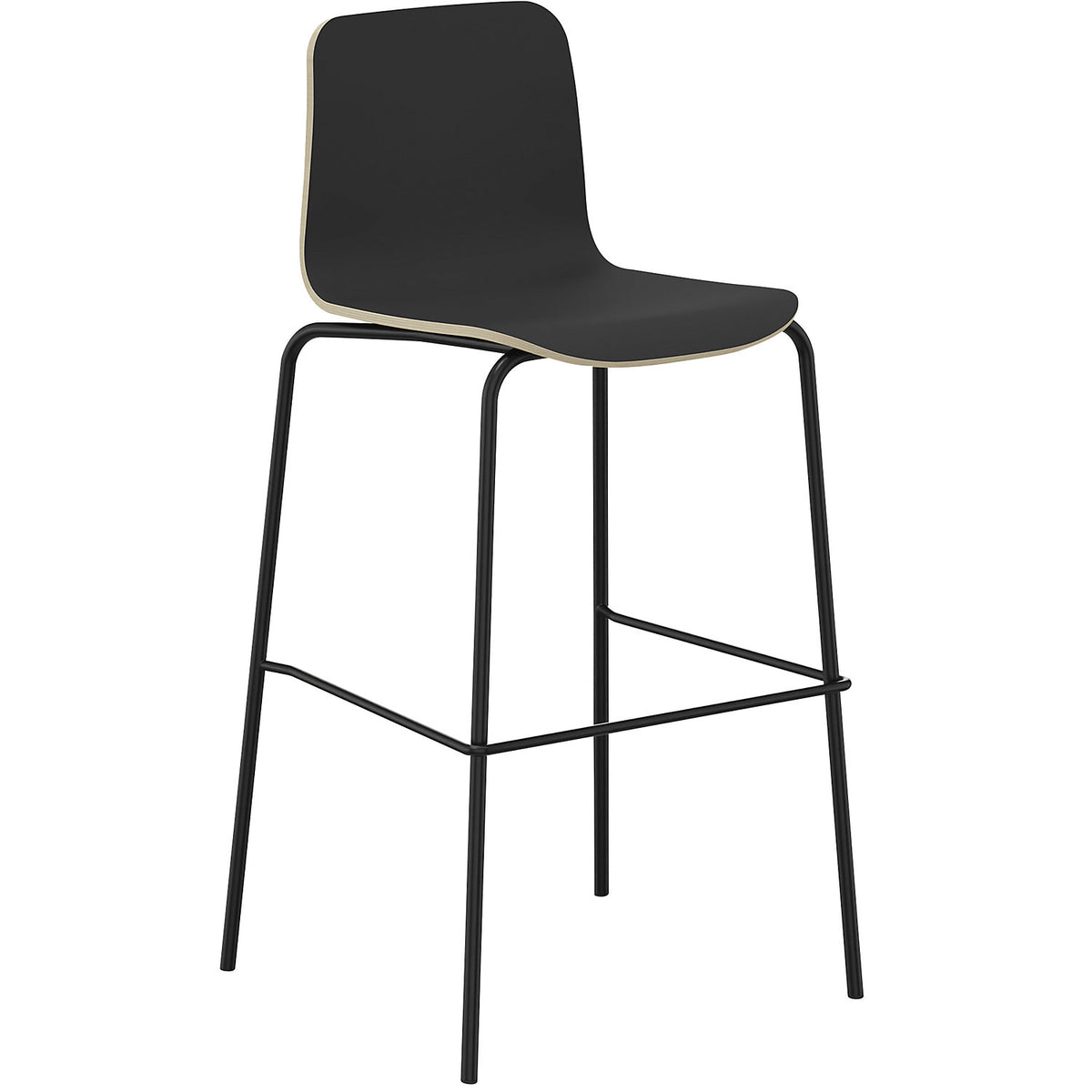 Tobi bar stool, 4-legged, pack of 2, black, black.