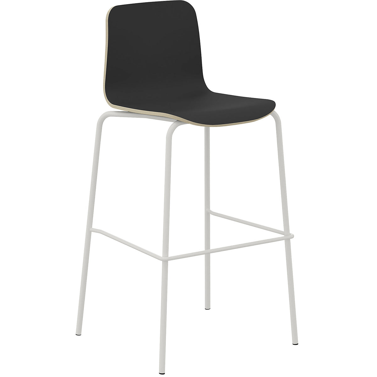 Tobi bar stool, 4-legged, pack of 2, black, white.